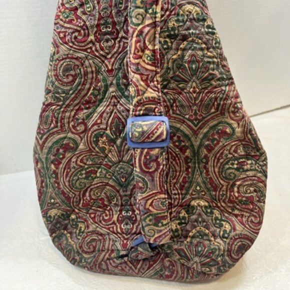 Vera Bradley Cotton Paisley Drawstring Sling Overnight Backpack Bag 9.75"x17" - Picture 8 of 16